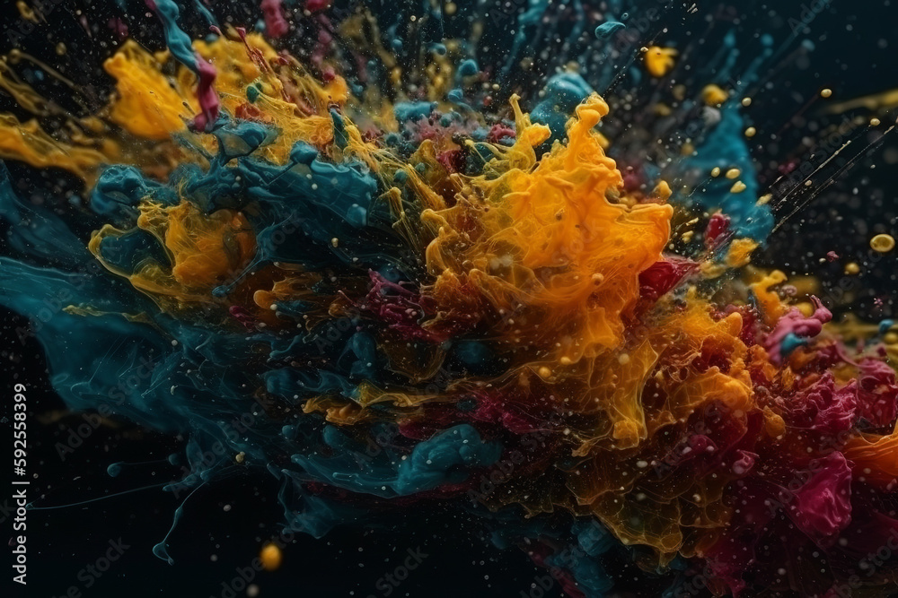 Painting explosion colorful background- AI Generated