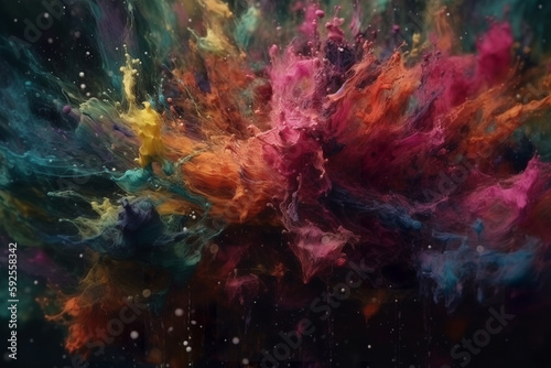 Splash painting colorful background digital design - AI Generated
