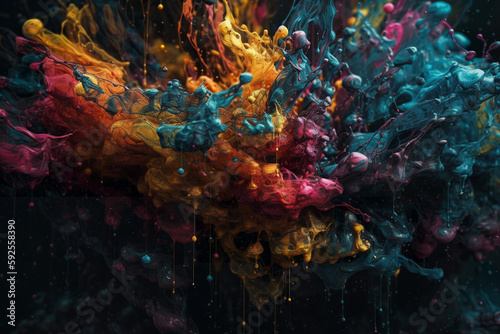 Painting splash colorful background - AI Generated