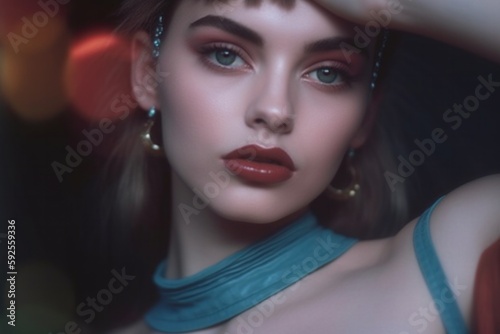 Beautiful portrait of woman with colourful make-up