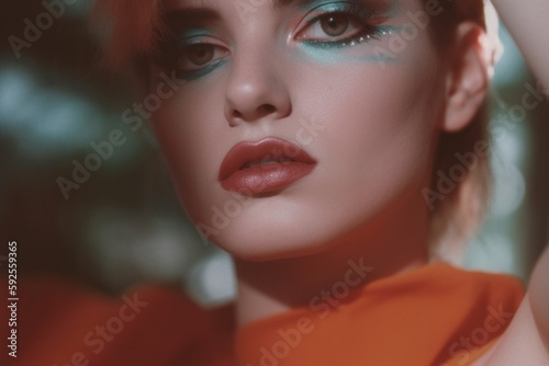 Blonde woman with colourful make-up