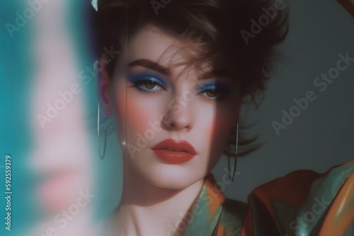 Brunette woman with colourful make-up