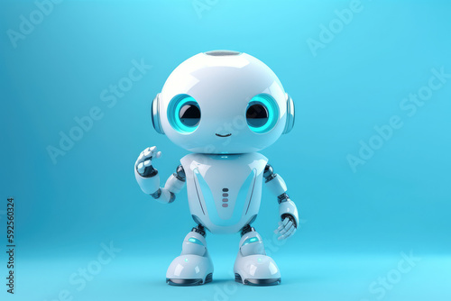 Friendly cute AI Chatbot Robot character waving  generative AI