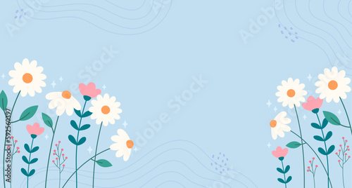 Illustration of spring flowers background banner © iftitart