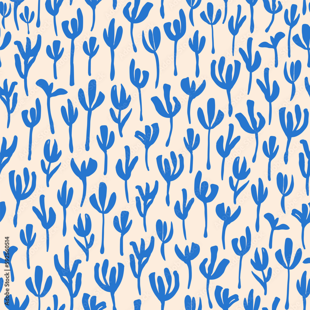 Abstract, scandinavian leaves seamless repeat pattern. Blue botanical, vector elemens all over surface print on white background. Abstract, scandinavian leaves seamless repeat pattern. Blue botanical, vector elemens all over surface print on white background.