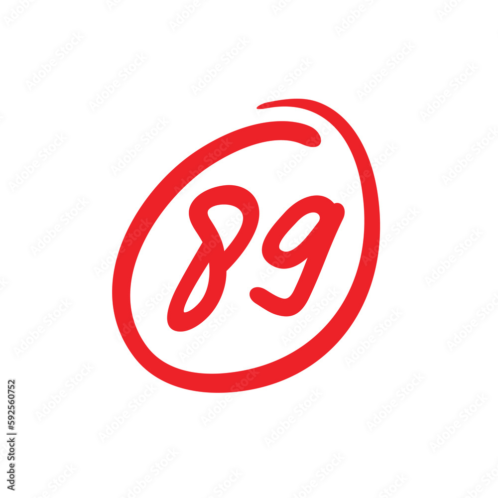 89 points exam score, eighty nine points test results, vector illustration 89 points exam score, eighty nine points test results, vector illustration