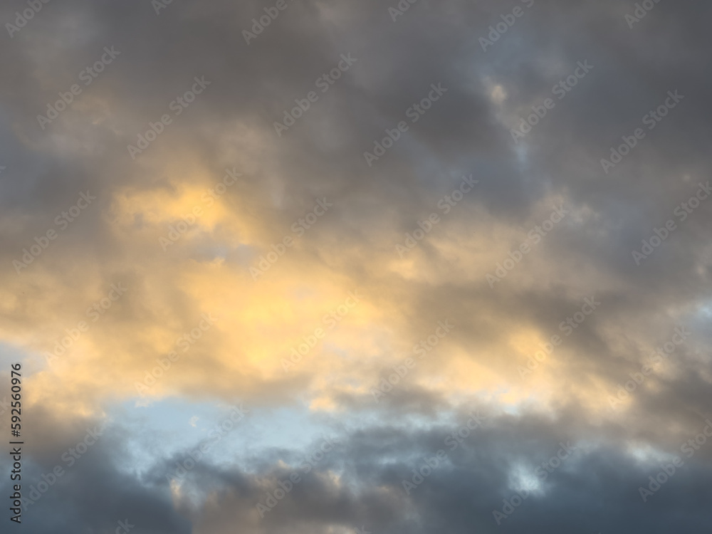 lovely fluffy white clouds in the sky above Sydney NSW Australia at sunset