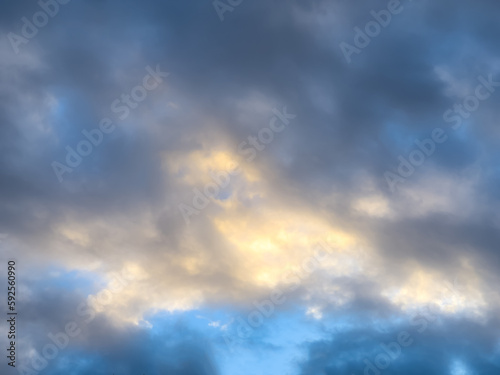 lovely fluffy white clouds in the sky above Sydney NSW Australia at sunset © Elias Bitar