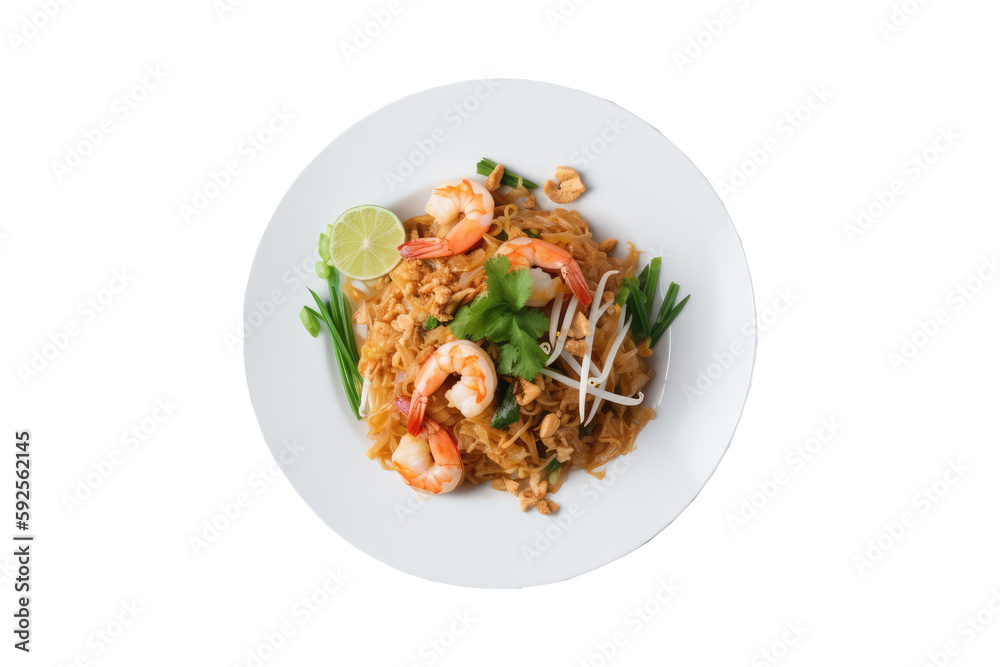 Pad Thai noodles on transparent background. Generative Ai Pad Thai noodles on transparent background. Generative Ai