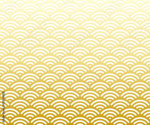 青海波模様のシームレスパターン柄 ベクター 年賀素材 背景 和柄 波 金