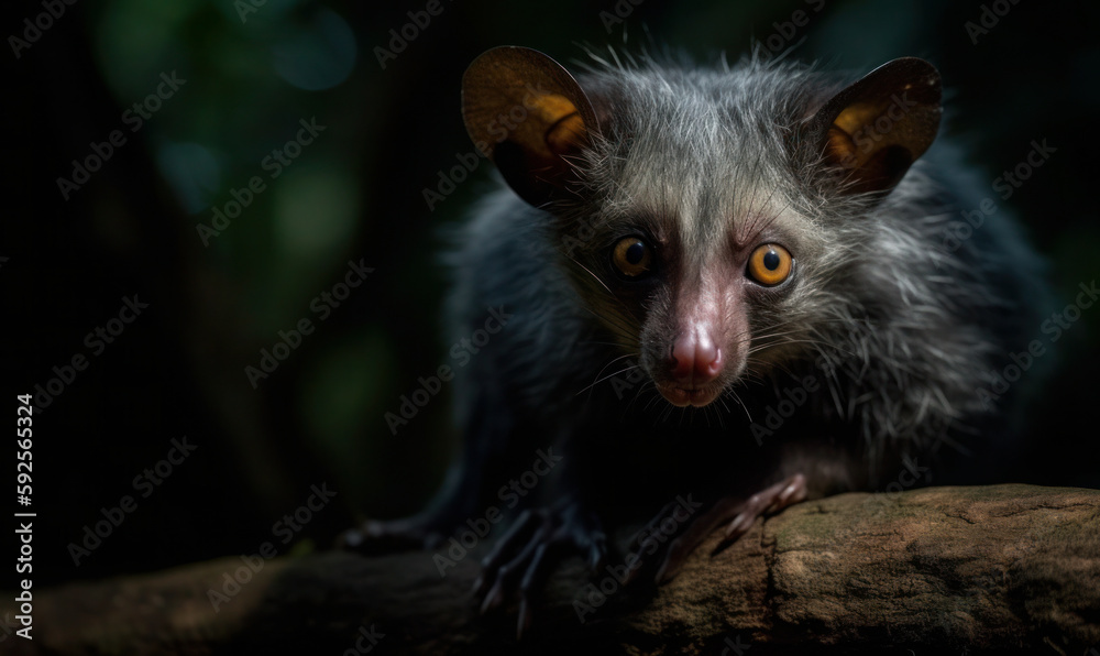 Obraz premium photo of Daubentonia madagascariensis in its natural habitat. Generative AI