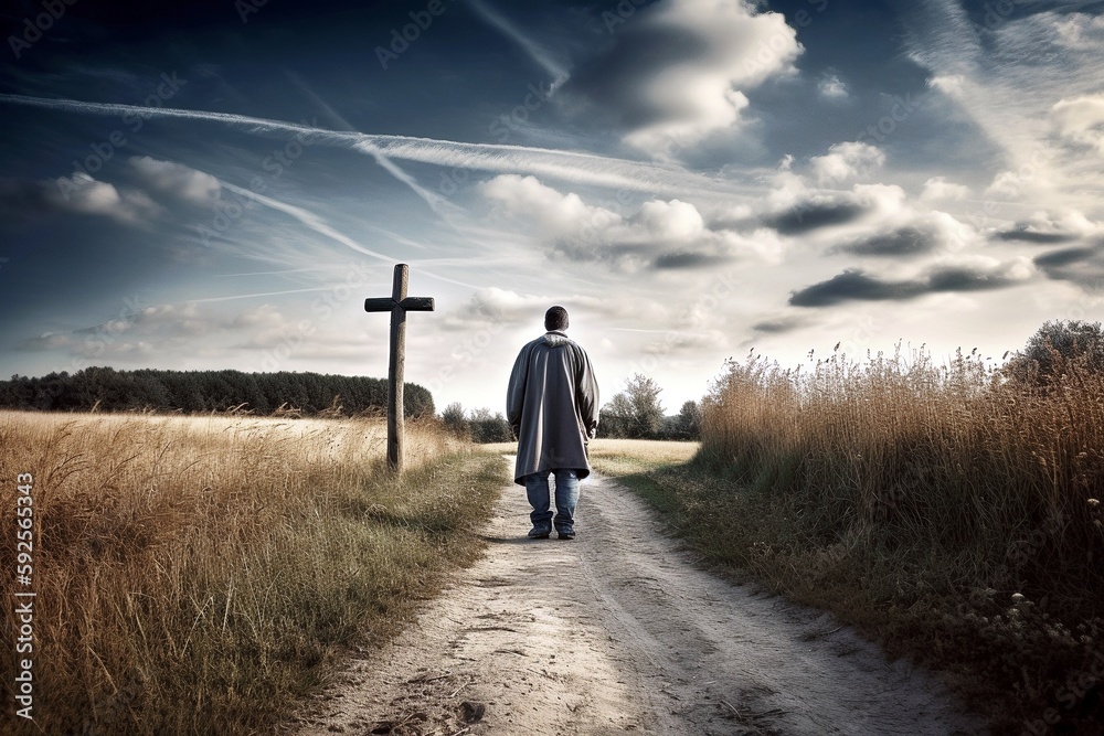 Surrendering to God at Crossroads, Generated by AI Surrendering to God at Crossroads, Generated by AI