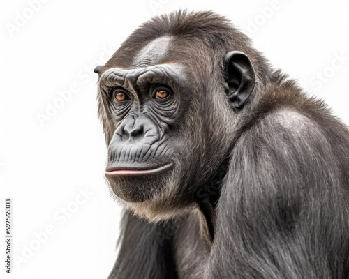 photo of ape isolated on white background. Generative AI © Bartek