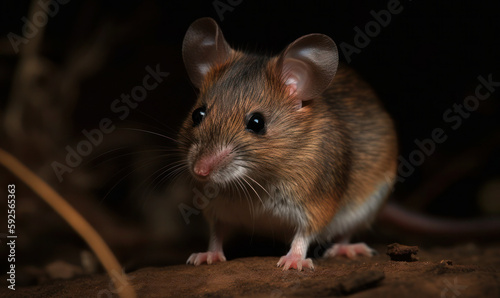 photo of Asian tree mouse in its natural habitat. Generative AI