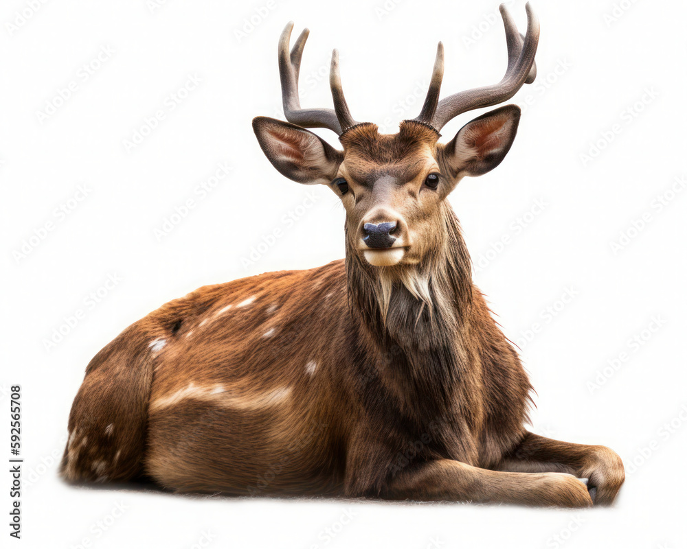 photo of barasingha isolated on white background. Generative AI photo of barasingha isolated on white background. Generative AI