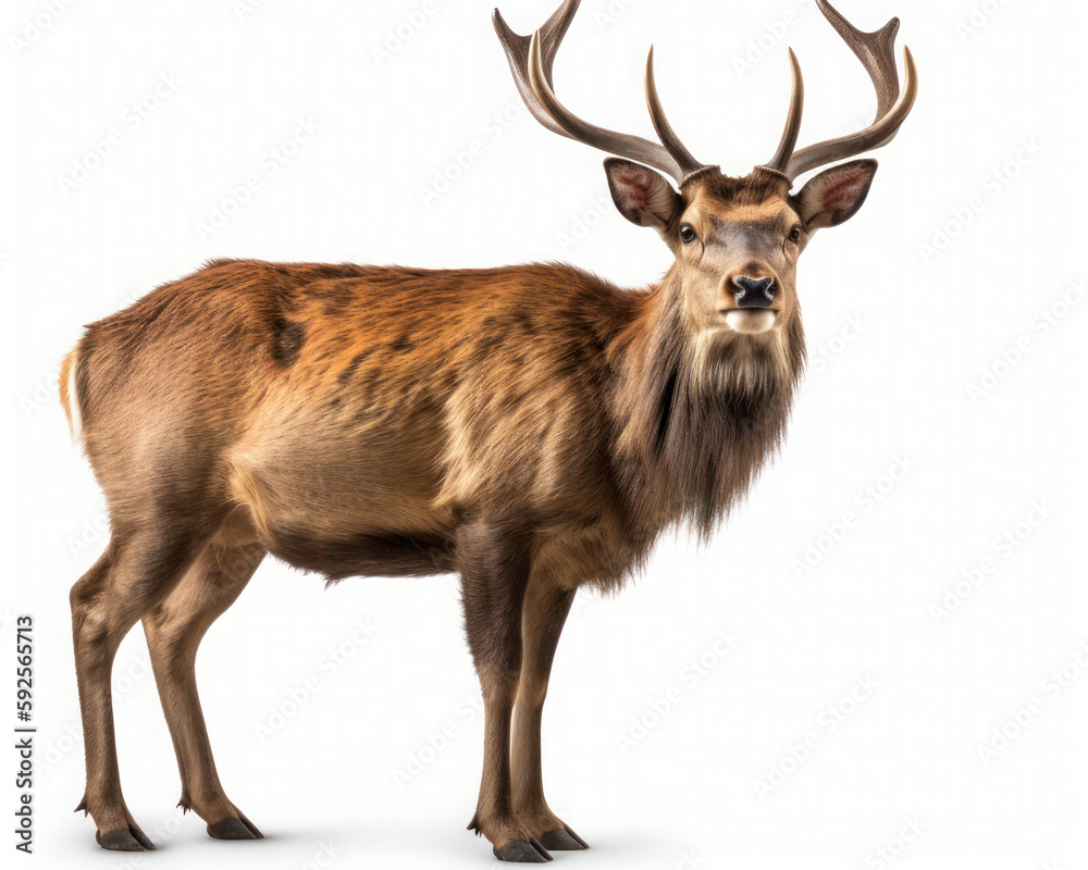 photo of barasingha isolated on white background. Generative AI photo of barasingha isolated on white background. Generative AI