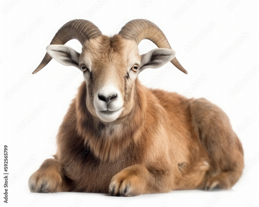 Obraz premium photo of aoudad isolated on white background. Generative AI