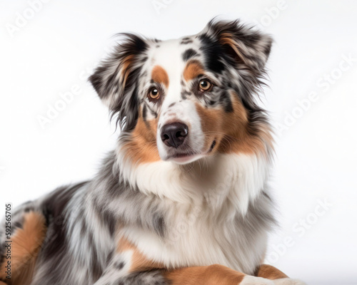 photo of Australian Shepherd isolated on white background. Generative AI