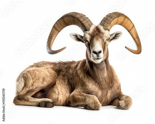 photo of Argali isolated on white background. Generative AI