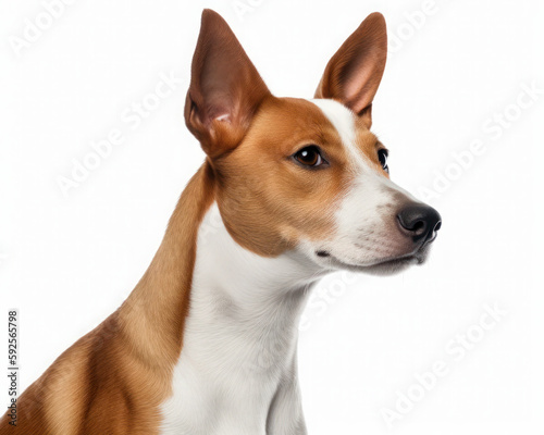 photo of basenji isolated on white background. Generative AI