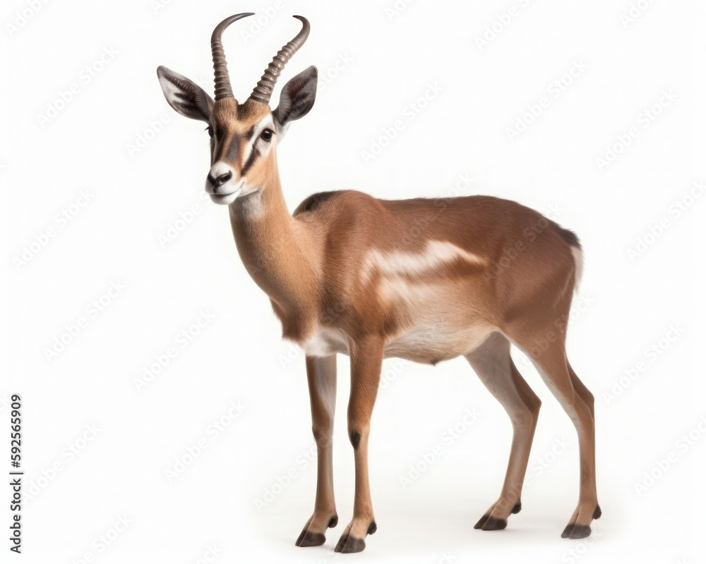 photo of antelope isolated on white background. Generative AI