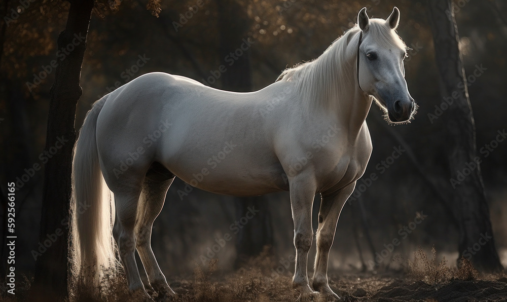 Obraz premium photo of Arabian horse in its natural habitat. Generative AI