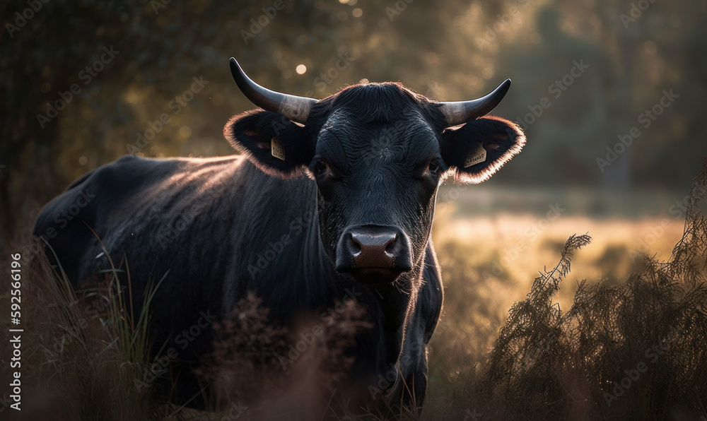 Naklejka premium photo of Angus cattle in its natural habitat. Generative AI