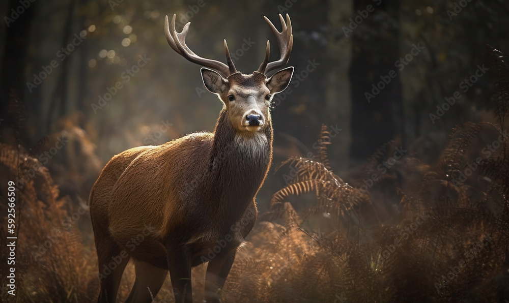 photo of barasingha in its natural habitat. Generative AI photo of barasingha in its natural habitat. Generative AI