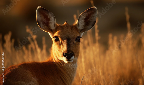 photo of antelope in its natural habitat in African savannah. Generative AI