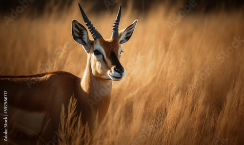 photo of antelope in its natural habitat in Africa. Generative AI