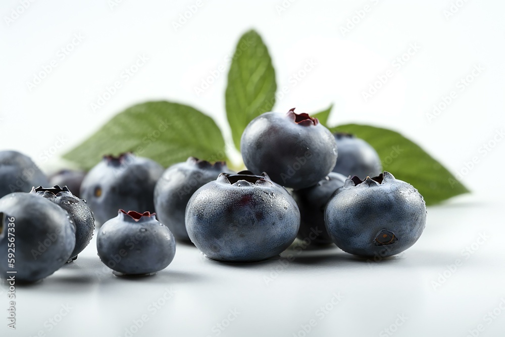 Close-up view of Fresh ripe sweet Blueberries isolated on the white background. Generative AI Close-up view of Fresh ripe sweet Blueberries isolated on the white background. Generative AI
