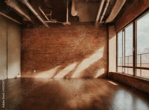 Empty warehouse wall or commercial area, industrial background photo