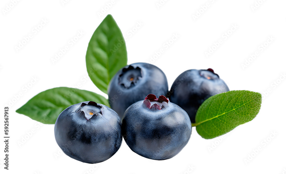 Close-up view of Fresh ripe sweet Blueberries isolated on the transparent background. Generative AI Close-up view of Fresh ripe sweet Blueberries isolated on the transparent background. Generative AI