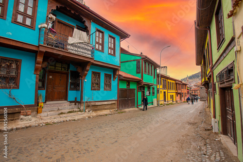 Street with traditional turkish ottoman houses in Afyonkarahisar old town.  © kenan