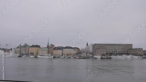 Astounding Reflection Of Cityscape On The River At Stockholm, Sweden. static photo