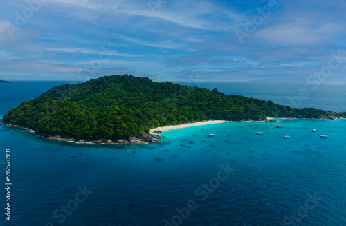 Fototapeta Naklejka Na Ścianę i Meble -   The tropical seashore island in a coral reef ,blue and turquoise sea Amazing nature landscape