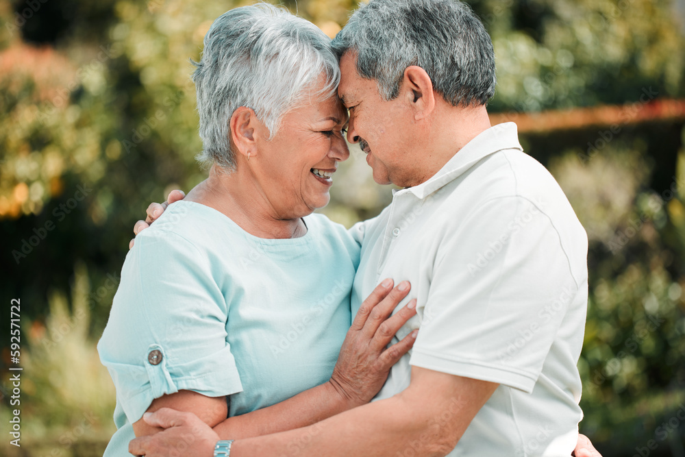 Happy senior couple, face touch and hug in park, garden and peace of care, happiness and love together. Elderly man, woman and retirement of marriage partner, relax or smile of quality time in nature Happy senior couple, face touch and hug in park, garden and peace of care, happiness and love together. Elderly man, woman and retirement of marriage partner, relax or smile of quality time in nature