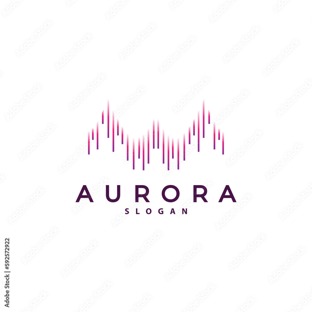 Aurora Logo, Light Wave Vector, Nature Landscape Design, Product Brand Template Illustration Icon