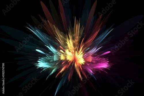3D rendering abstract colorful fractal light background.