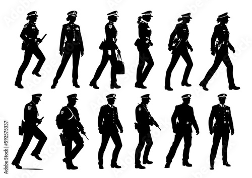 Vector silhouettes of British policemen