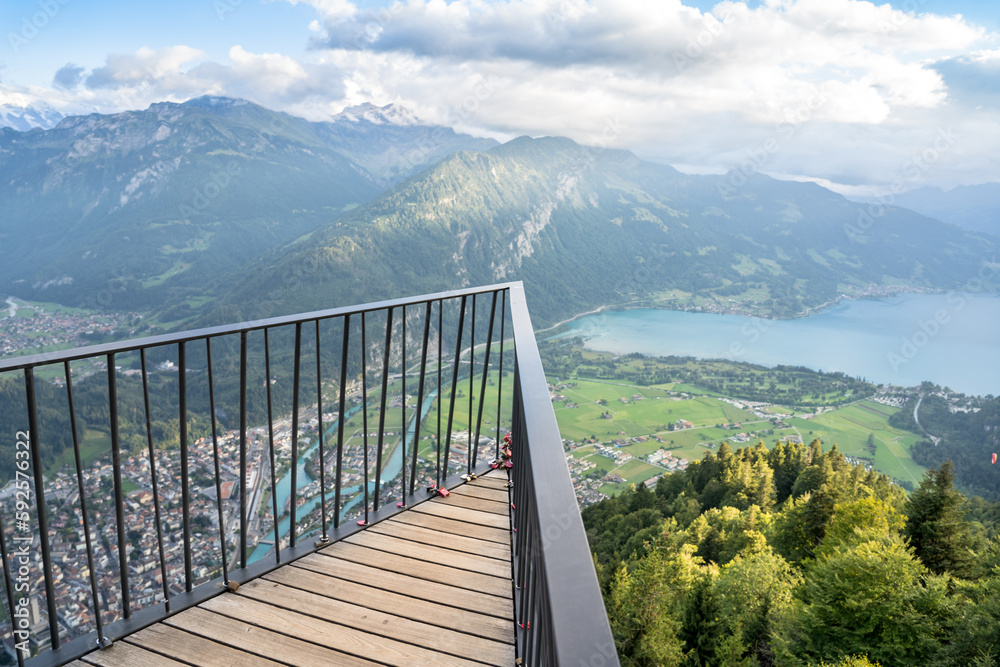 Aerial view from top of Interlaken, Harder Kulm, Switzerland