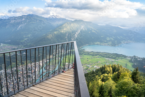 Obraz na płótnie Aerial view from top of Interlaken, Harder Kulm, Switzerland w salonie