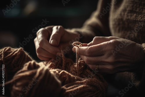 A close-up shot of a person's hands knitting - with a sense of tradition and craftsmanship © Arthur