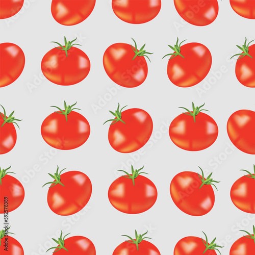 Seamless pattern of realistic fresh tomatoes. vector illustration