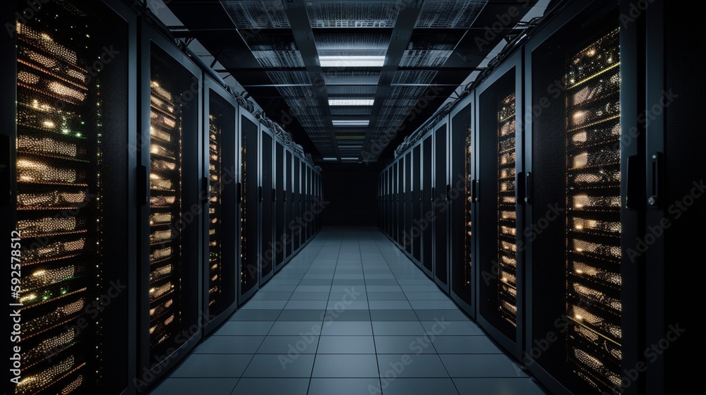 Cutting-Edge Server Farm Providing High-Speed Connectivity and Advanced Technology for Secure, Scalable Data Storage Solutions - An Insightful Stock Image for IT Professionals and Industry Enthusiasts