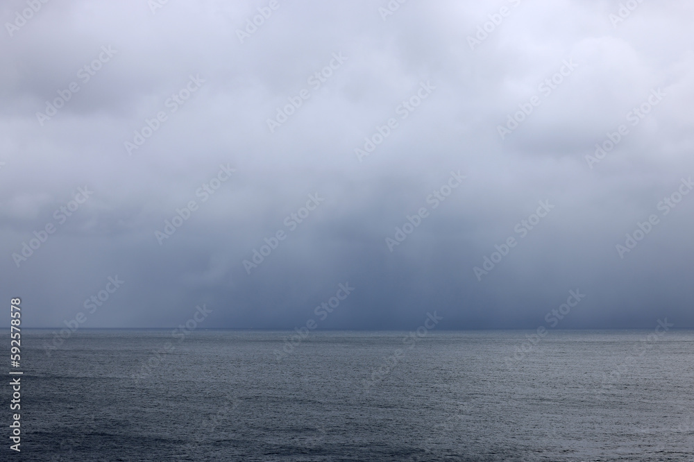Obraz premium Stormy clouds over the sea, Lofoten, Norway, Europe