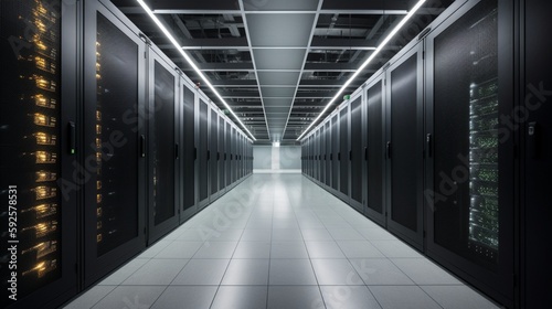 Cutting-Edge Server Farm Providing High-Speed Connectivity and Advanced Technology for Secure, Scalable Data Storage Solutions - An Insightful Stock Image for IT Professionals and Industry Enthusiasts