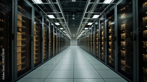 Cutting-Edge Server Farm Providing High-Speed Connectivity and Advanced Technology for Secure, Scalable Data Storage Solutions - An Insightful Stock Image for IT Professionals and Industry Enthusiasts