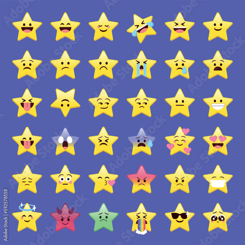 Star emoji faces with cute expressions for social media