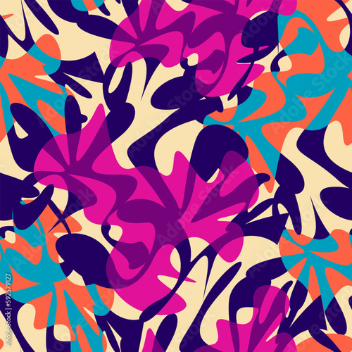 Abstract nature decorative seamless colorful pattern with wave shapes